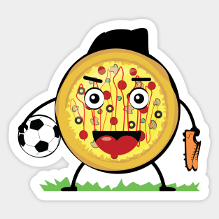 Pizza Football / Soccer Player - Funny Character Illustration Sticker